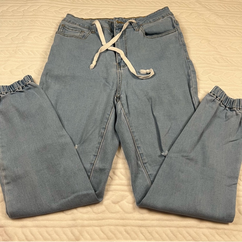 💗 SHEIN - Womans Distressed Jean Joggers‎